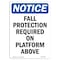 Signmission OSHA Sign, Fall Protection Required On Platform, 10in X 7in Rigid Plastic, 7" W, 10" H, Portrait OS-NS-P-710-V-12456 - alternate 1